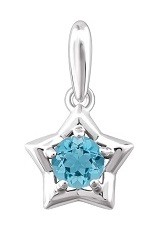 nice white gold round star March birthstone baby charm